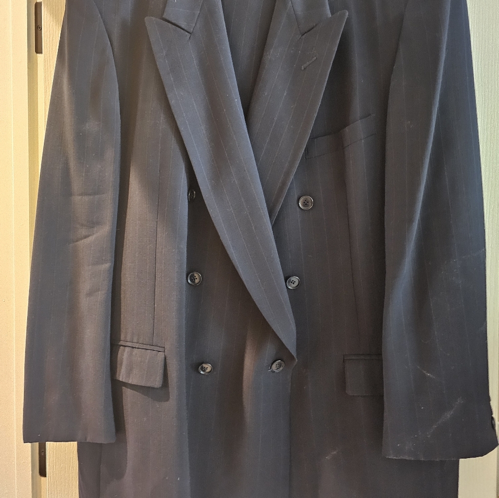 Vintage Mens Pierre Cardin Double Breasted Pin Stripe Suit Size 50R-42/30 Pants